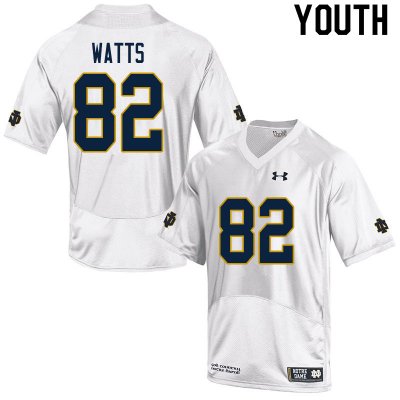 Notre Dame Fighting Irish Youth Xavier Watts #82 White Under Armour Authentic Stitched College NCAA Football Jersey VKH5699DU